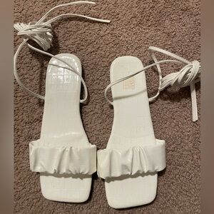 White high tie sandals